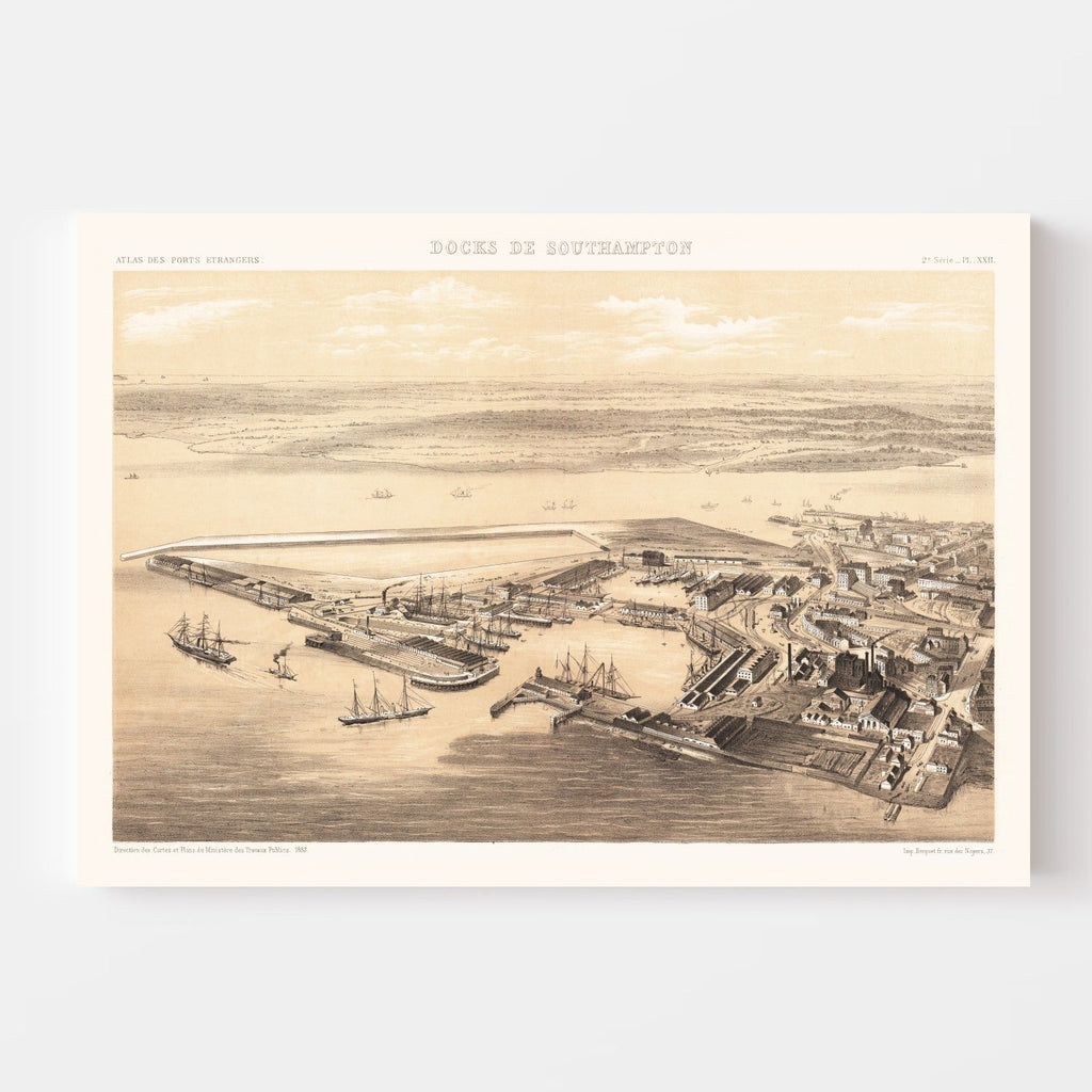 Vintage Map of Southampton Docks, 1883