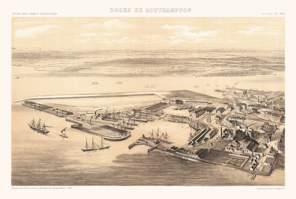 Vintage Map of Southampton Docks, 1883