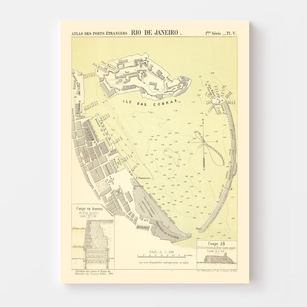 Vintage Map of Rio de Janeiro, Brazil 1884