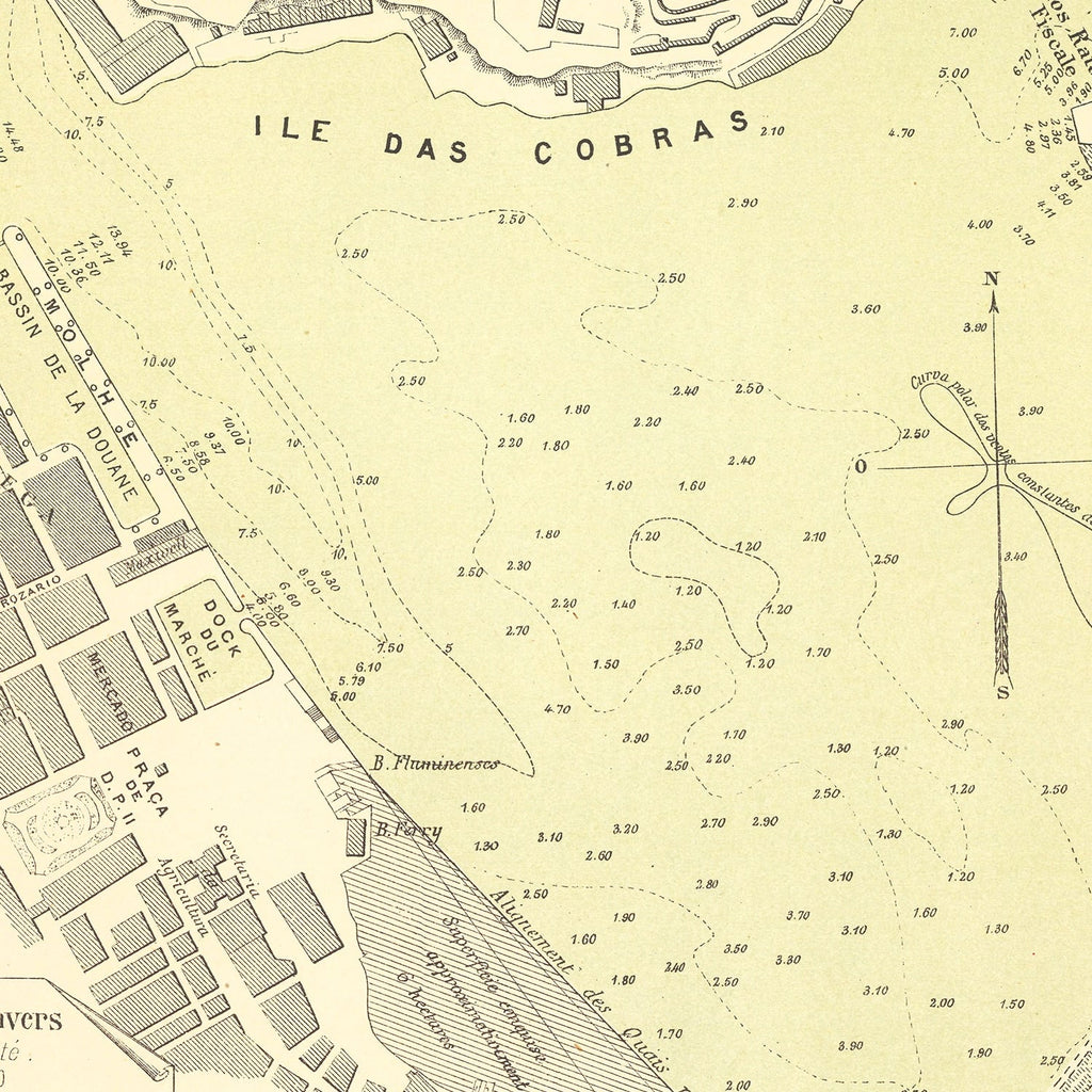 Vintage Map of Rio de Janeiro, Brazil 1884