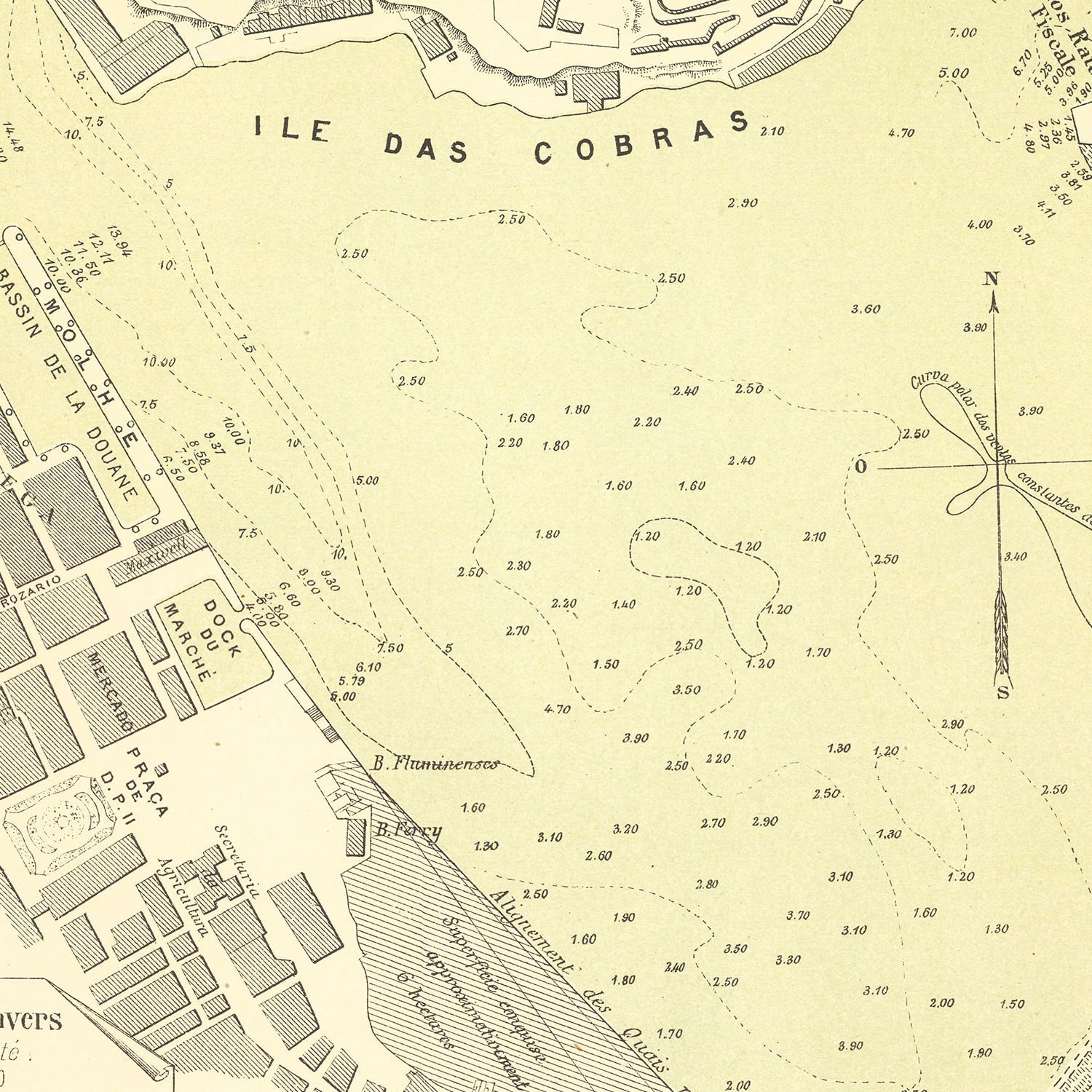 Vintage Map of Rio de Janeiro, Brazil 1884