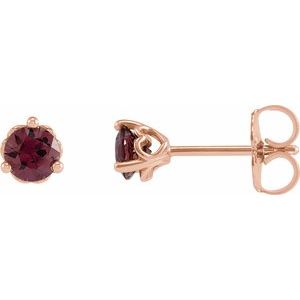 14K Rose Gold 4 mm Natural Rhodolite Garnet Earrings