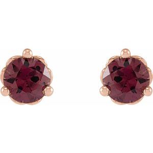 14K Rose Gold 5 mm Natural Rhodolite Garnet Earrings – image 2
