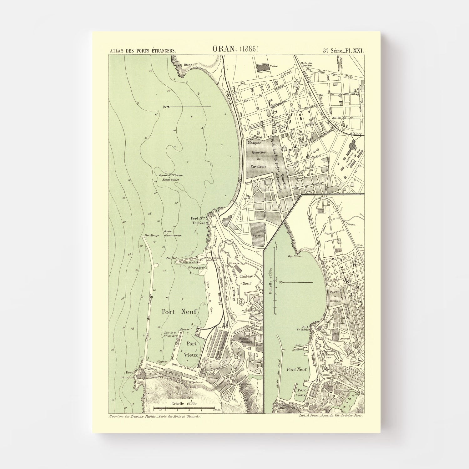 Vintage Map of Oran, Algeria 1886
