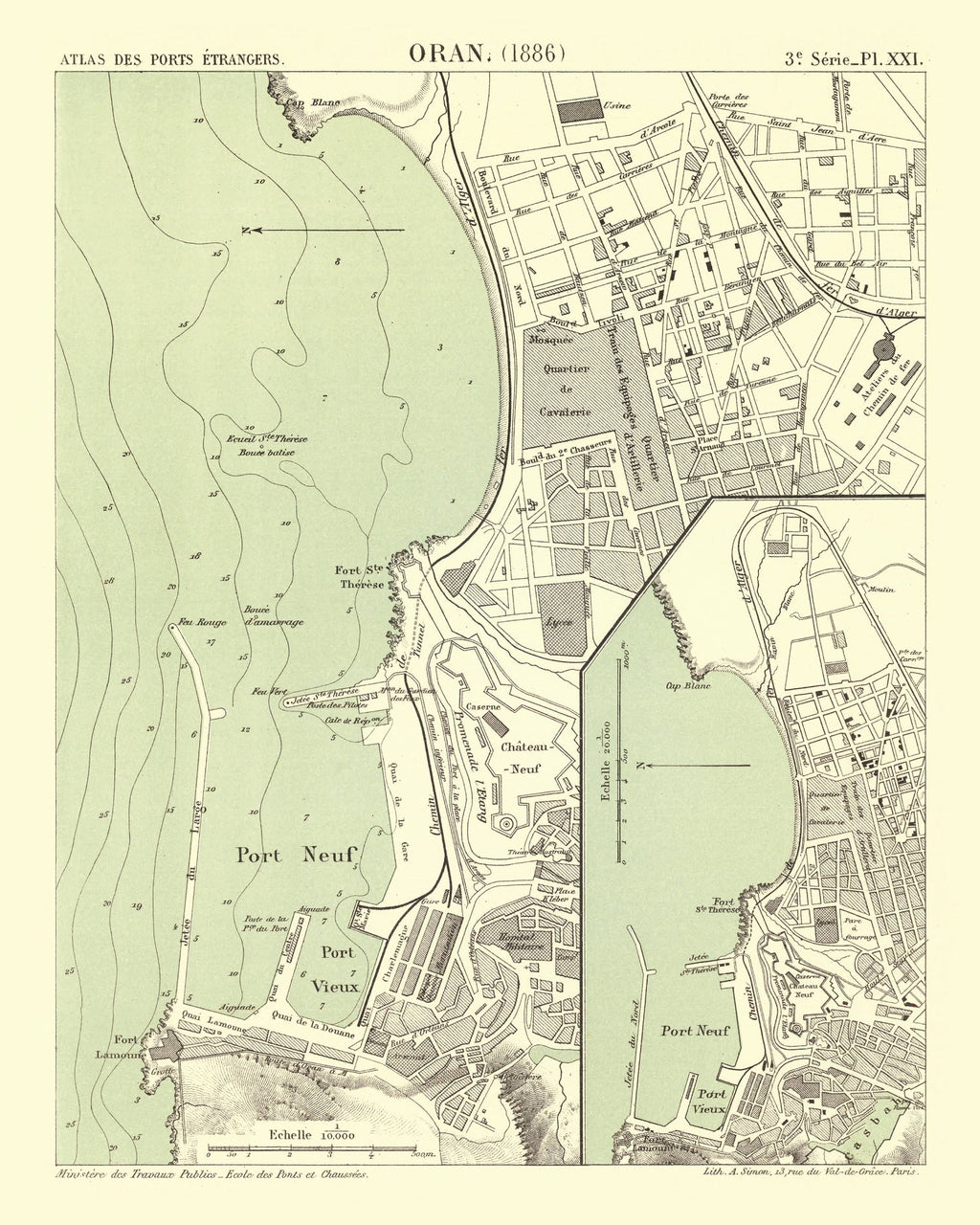 Vintage Map of Oran, Algeria 1886