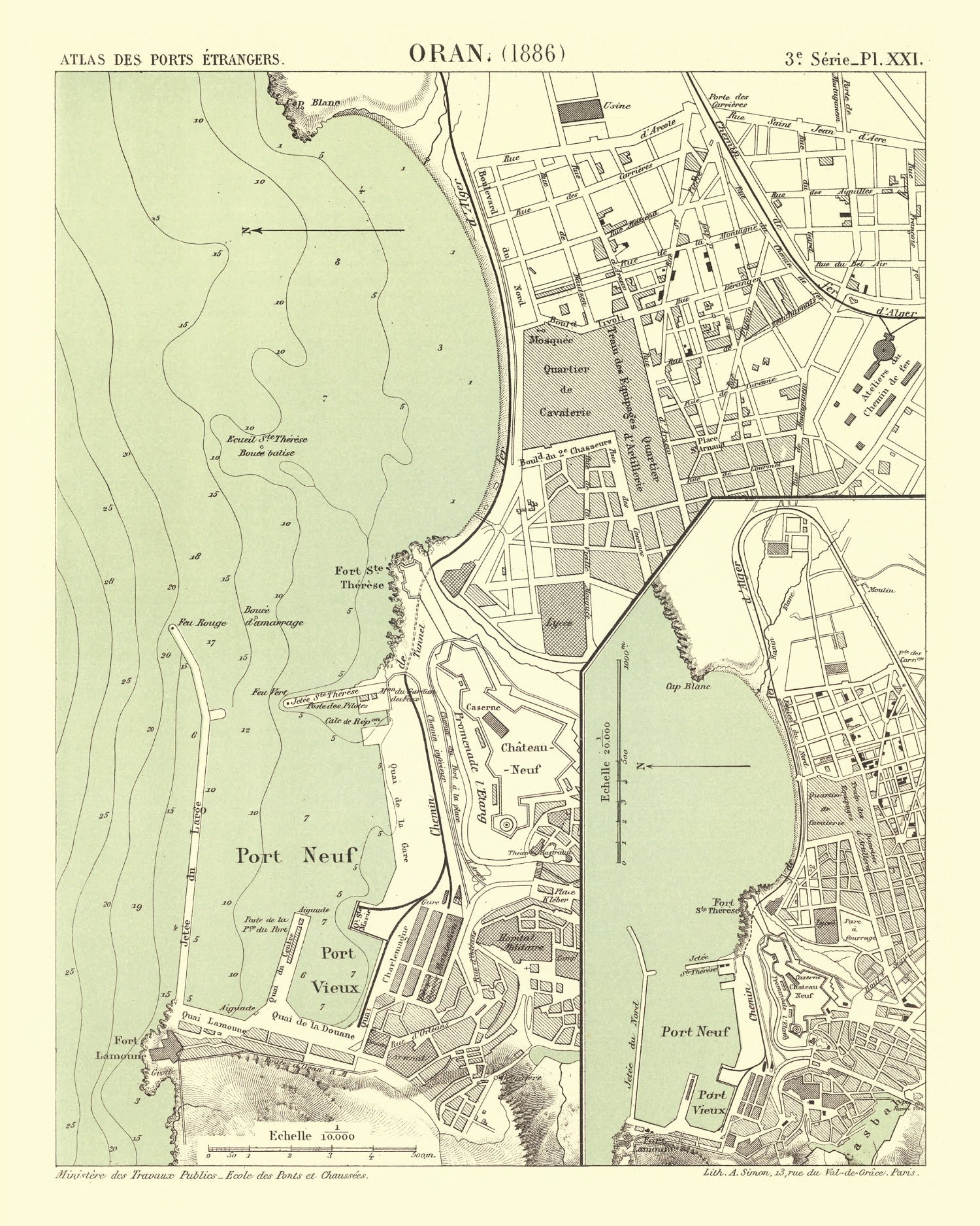 Vintage Map of Oran, Algeria 1886