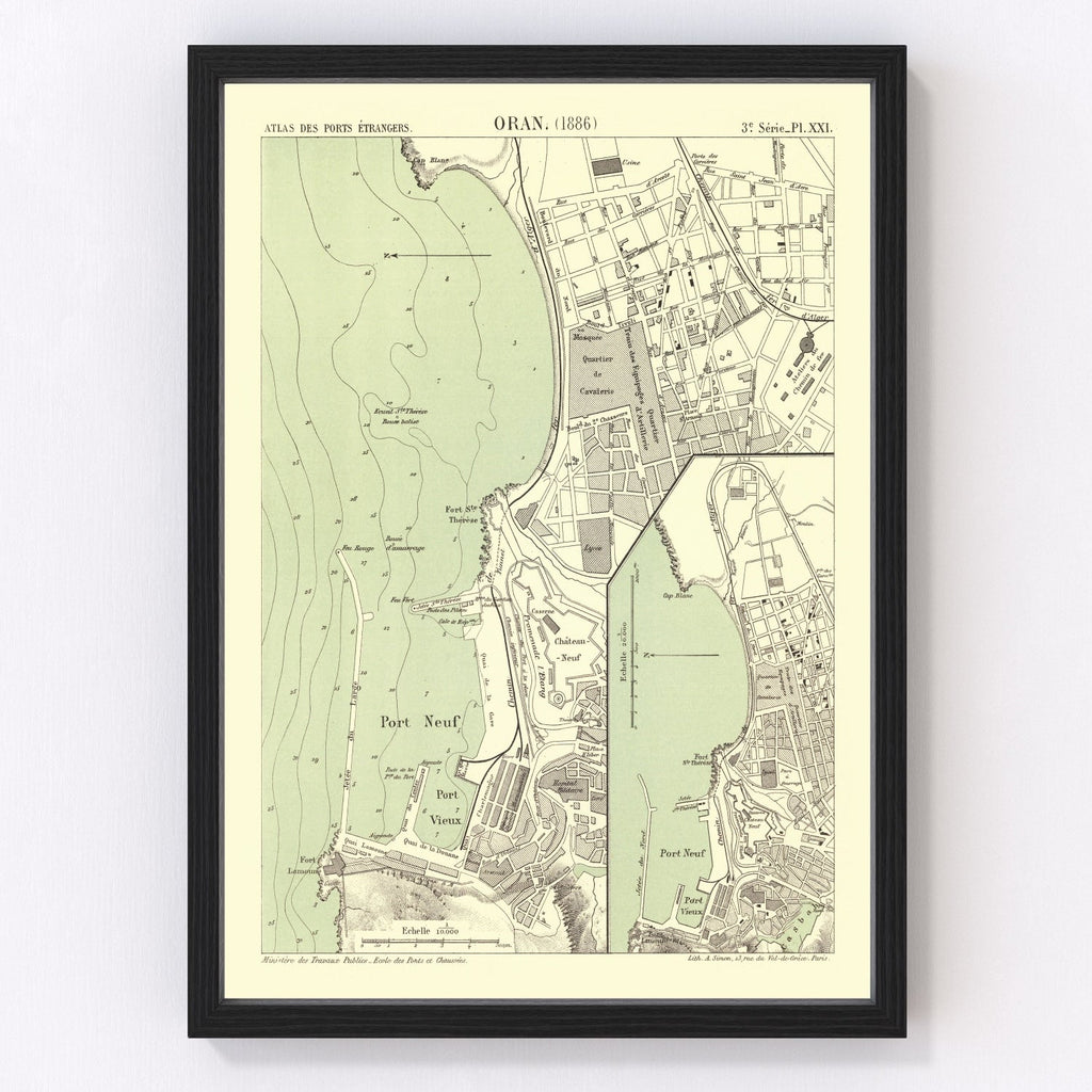 Vintage Map of Oran, Algeria 1886
