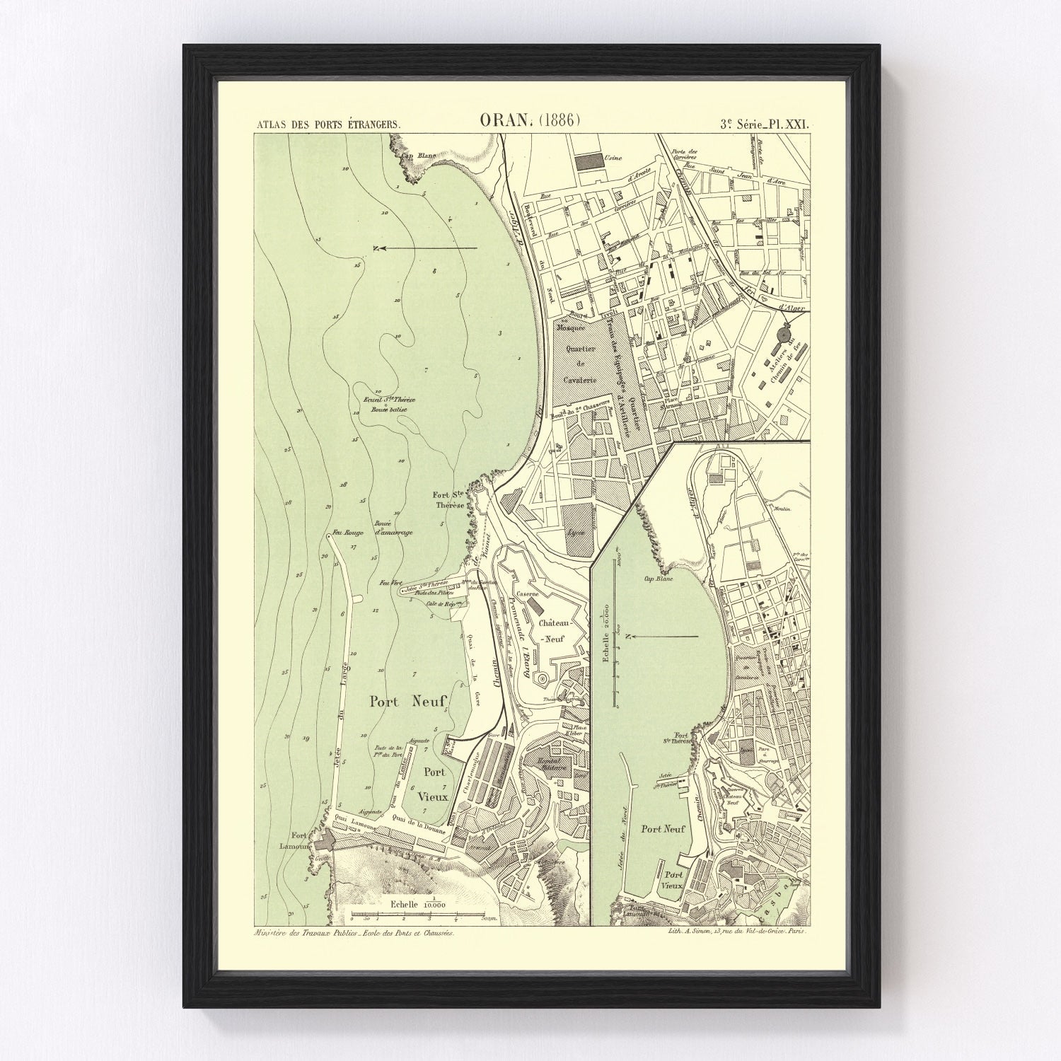 Vintage Map of Oran, Algeria 1886