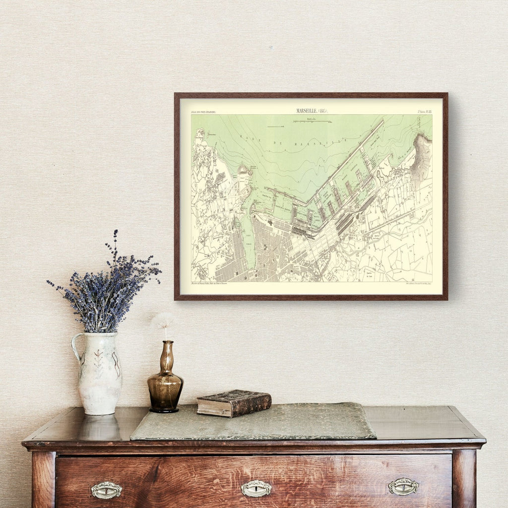 Vintage Map of Marseille, France 1885