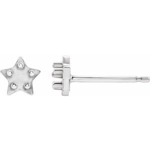 14K White Gold 2 mm Round Cabochon Star Single Earring Mounting