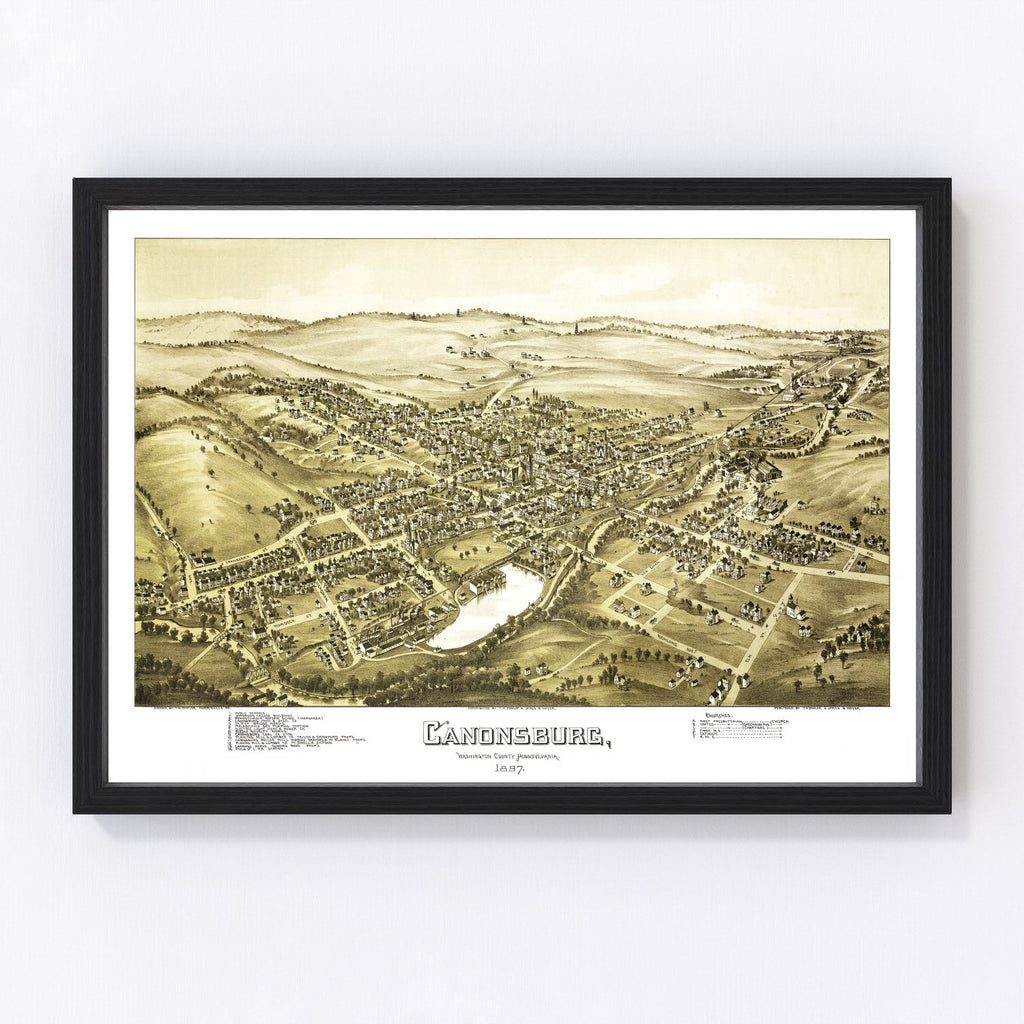 Vintage Map of Canonsburg, Pennsylvania 1897