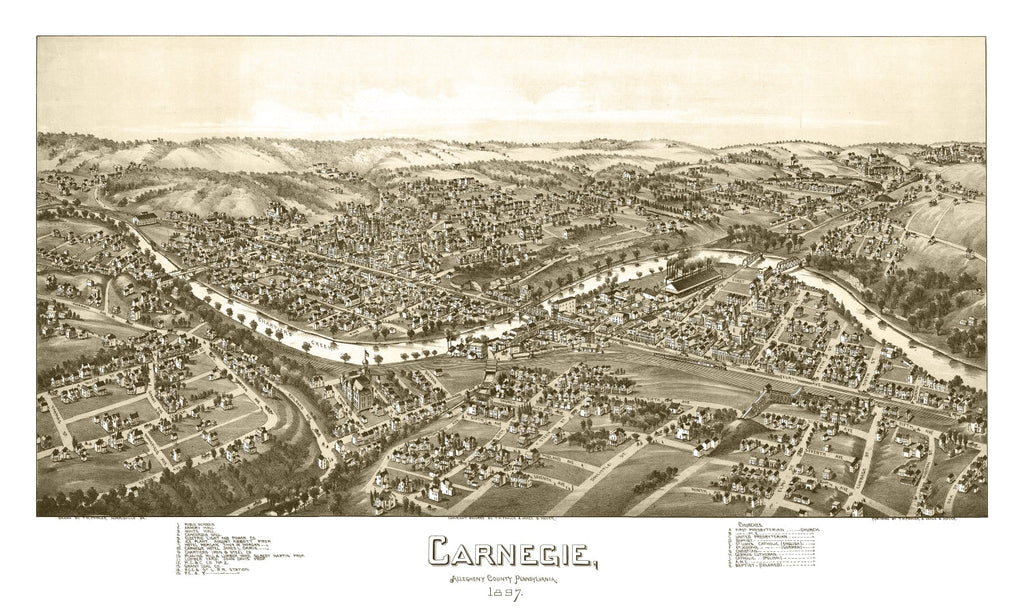 Vintage Map of Carnegie, Pennsylvania 1897