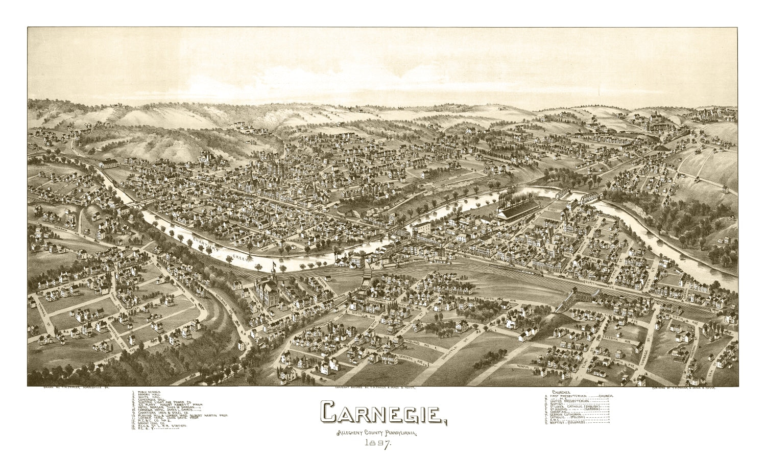 Vintage Map of Carnegie, Pennsylvania 1897