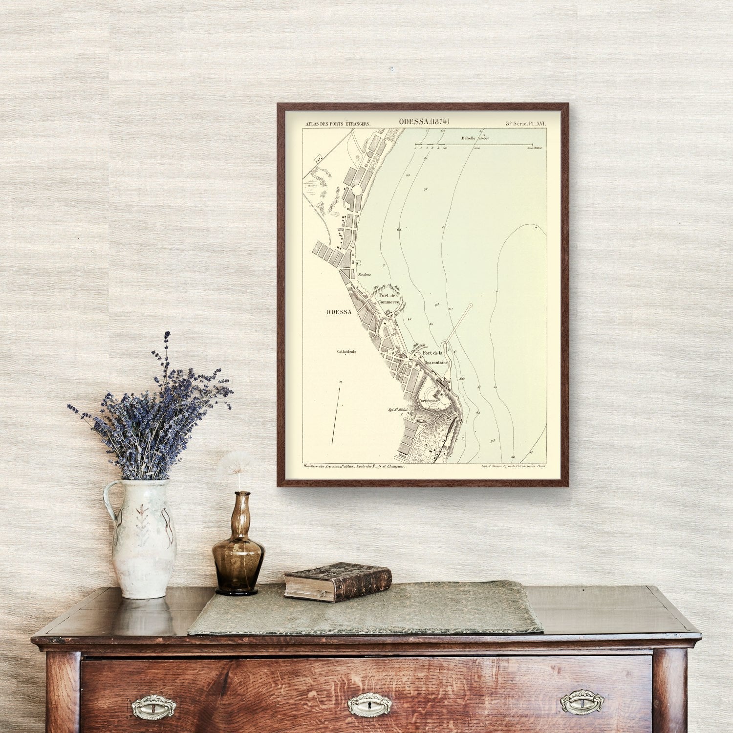 Vintage Map of Odesa, Ukraine 1874