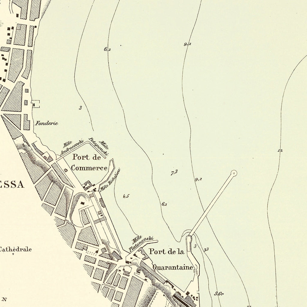 Vintage Map of Odesa, Ukraine 1874