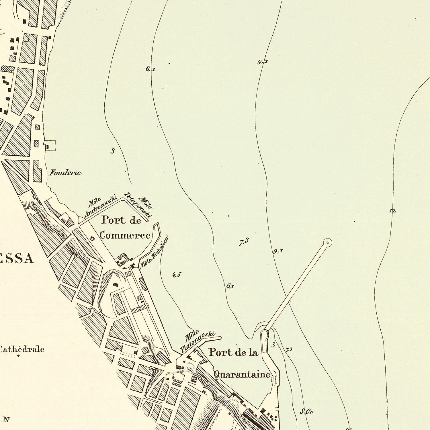 Vintage Map of Odesa, Ukraine 1874