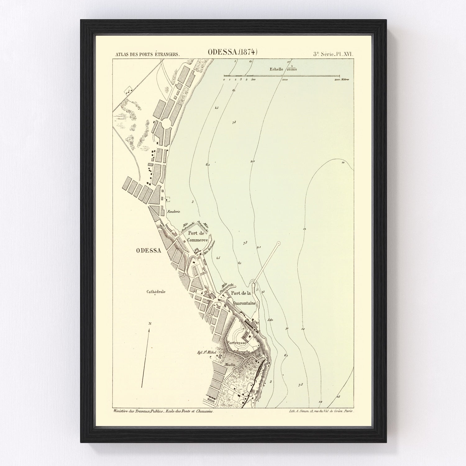 Vintage Map of Odesa, Ukraine 1874