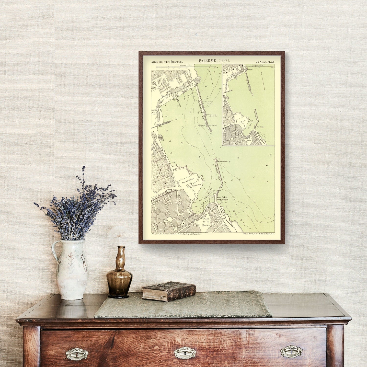 Vintage Map of Palermo, Italy 1882