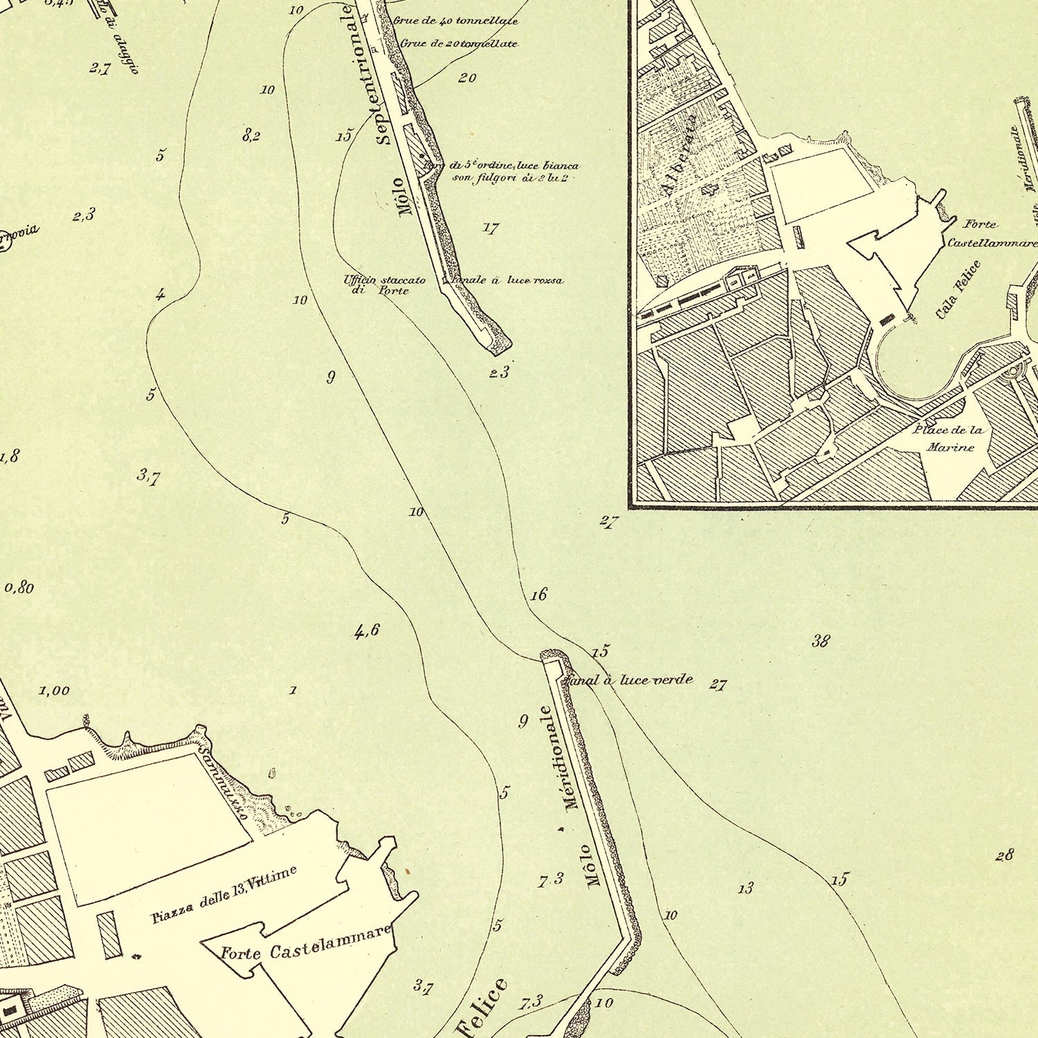 Vintage Map of Palermo, Italy 1882