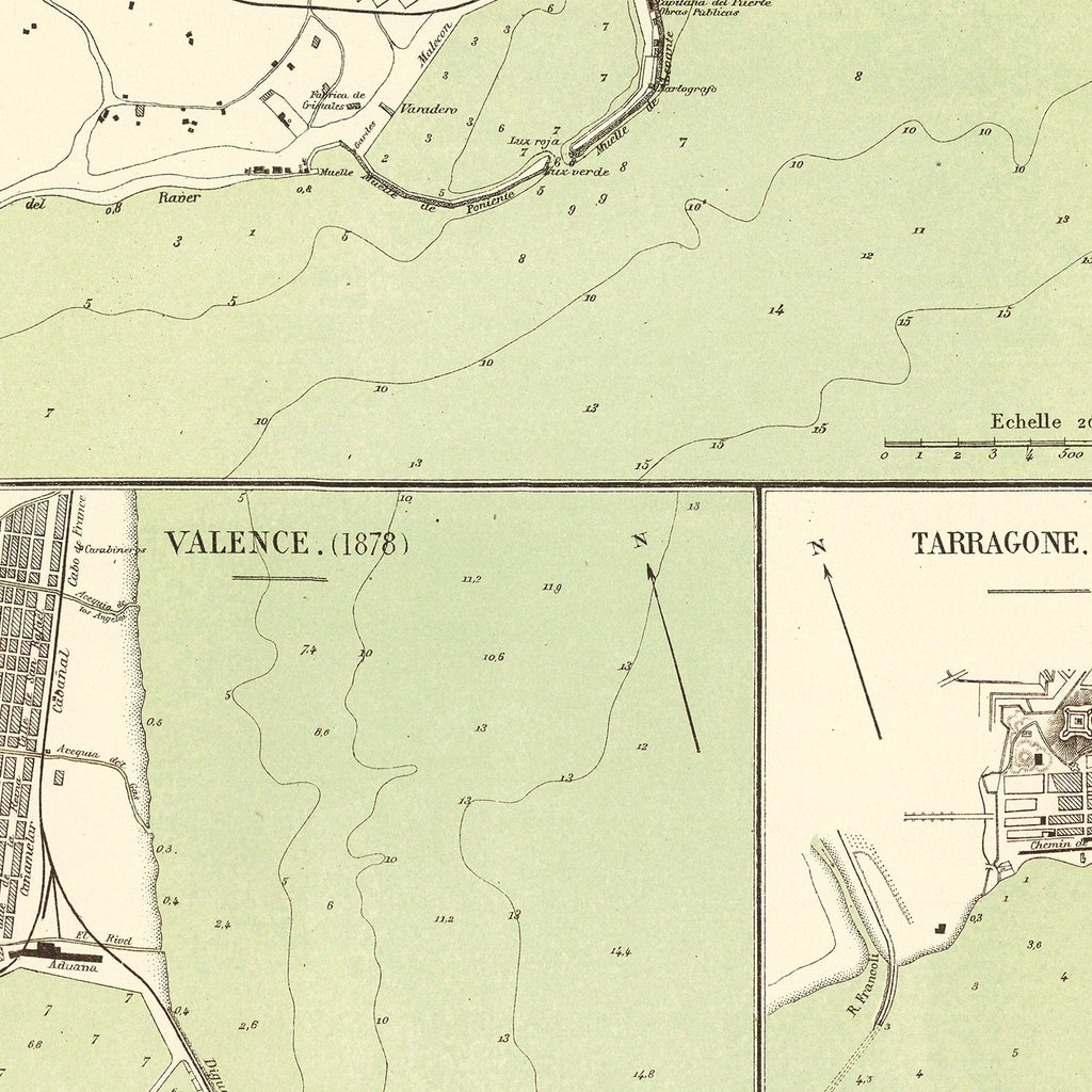 Vintage Map of Alicante, Spain 1878