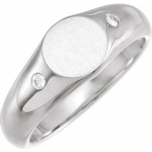 Platinum  .06 CTW Natural Diamond 8.6 mm Round Signet Ring