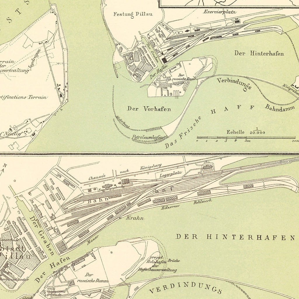 Vintage Map of Baltiysk, Prussia 1882