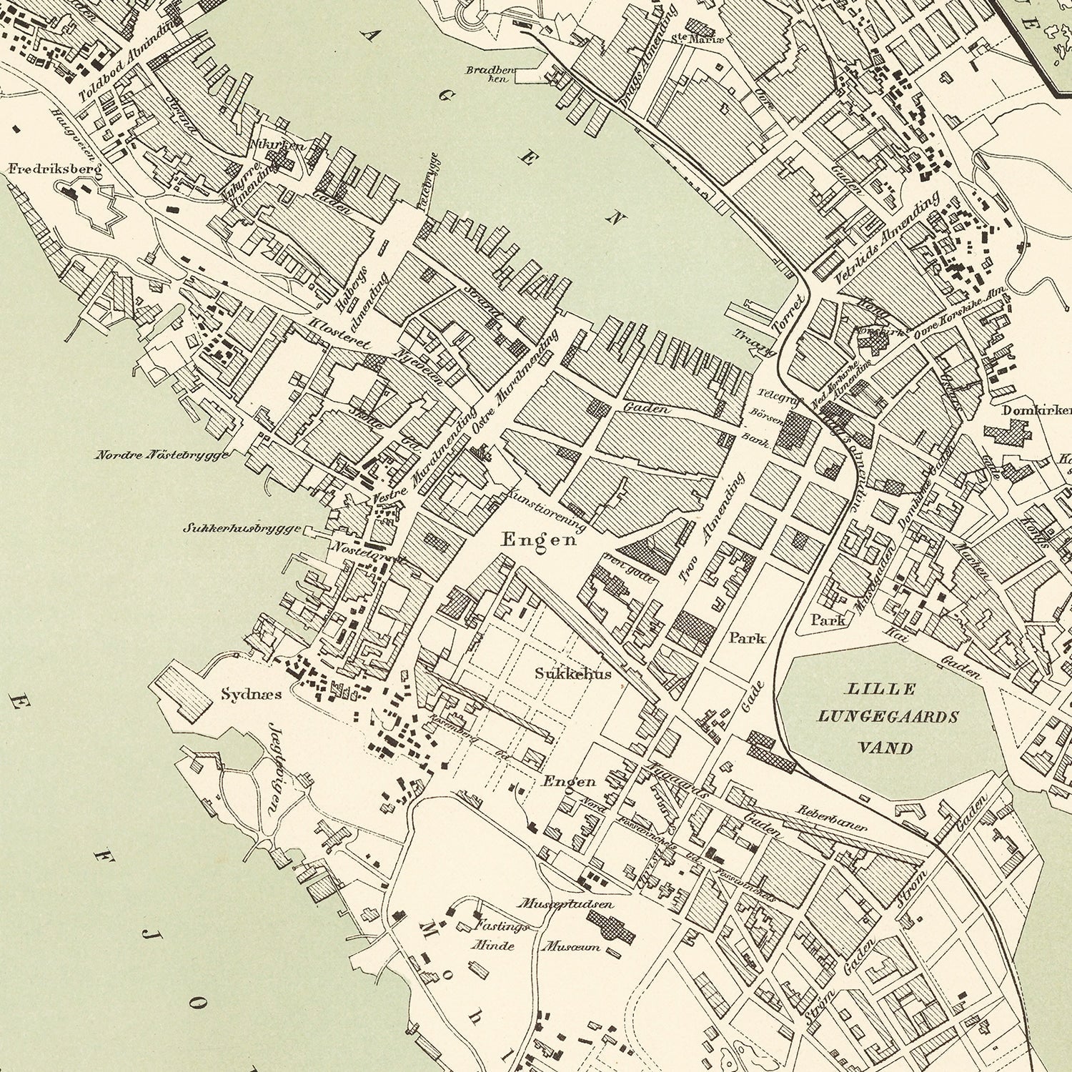 Vintage Map of Bergen, Norway 1885