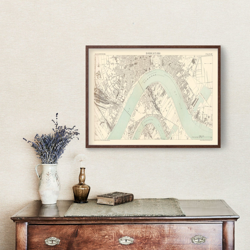 Vintage Map of Bordeaux, France 1886