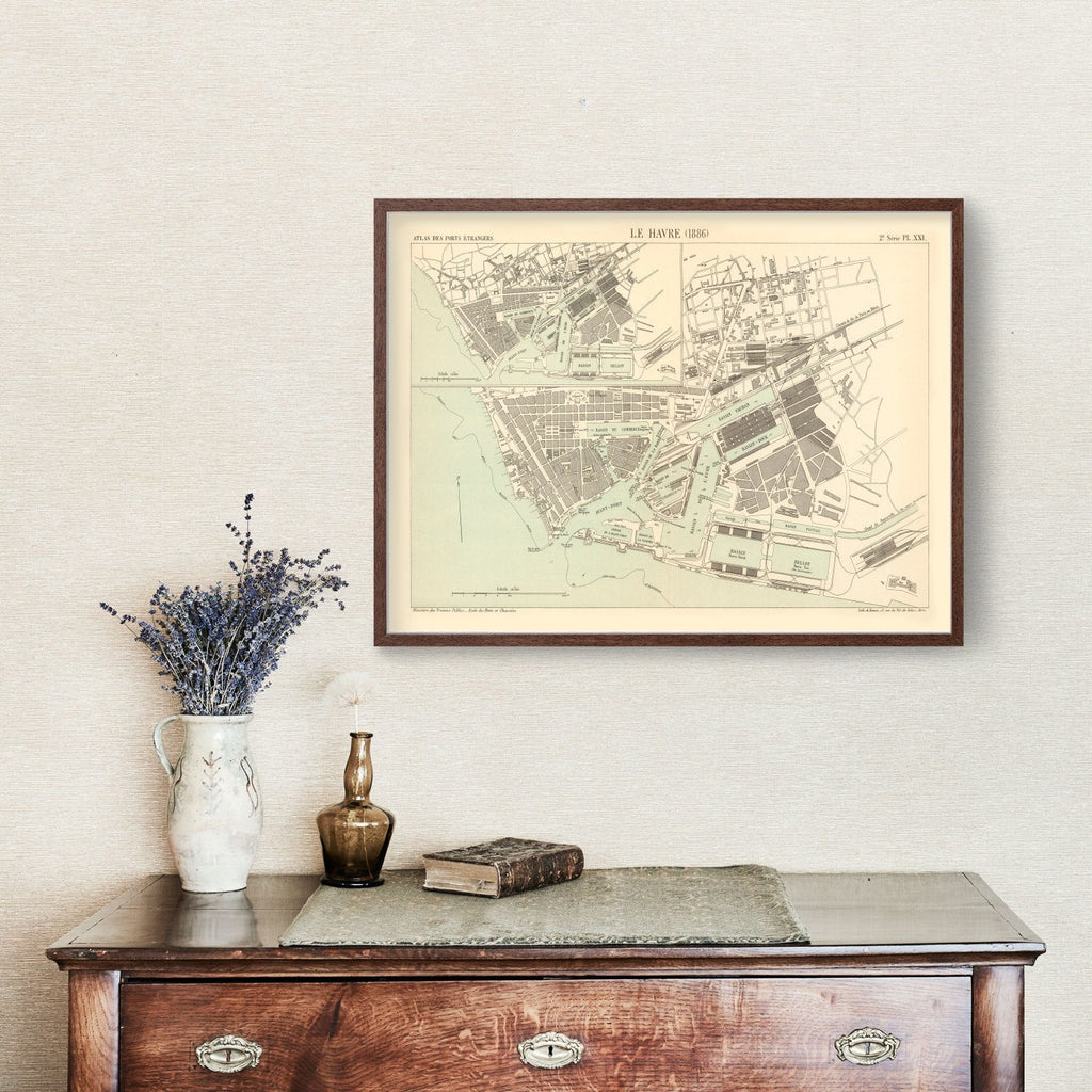 Vintage Map of Le Havre, France 1886