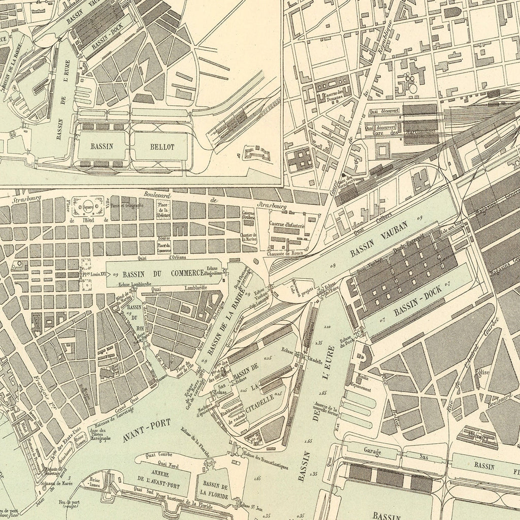 Vintage Map of Le Havre, France 1886