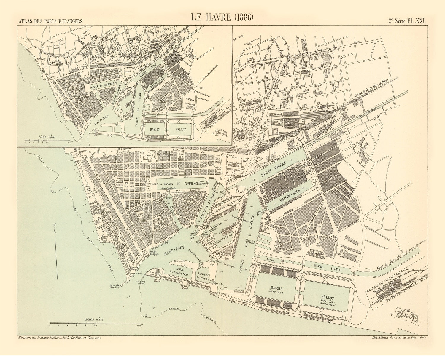Vintage Map of Le Havre, France 1886