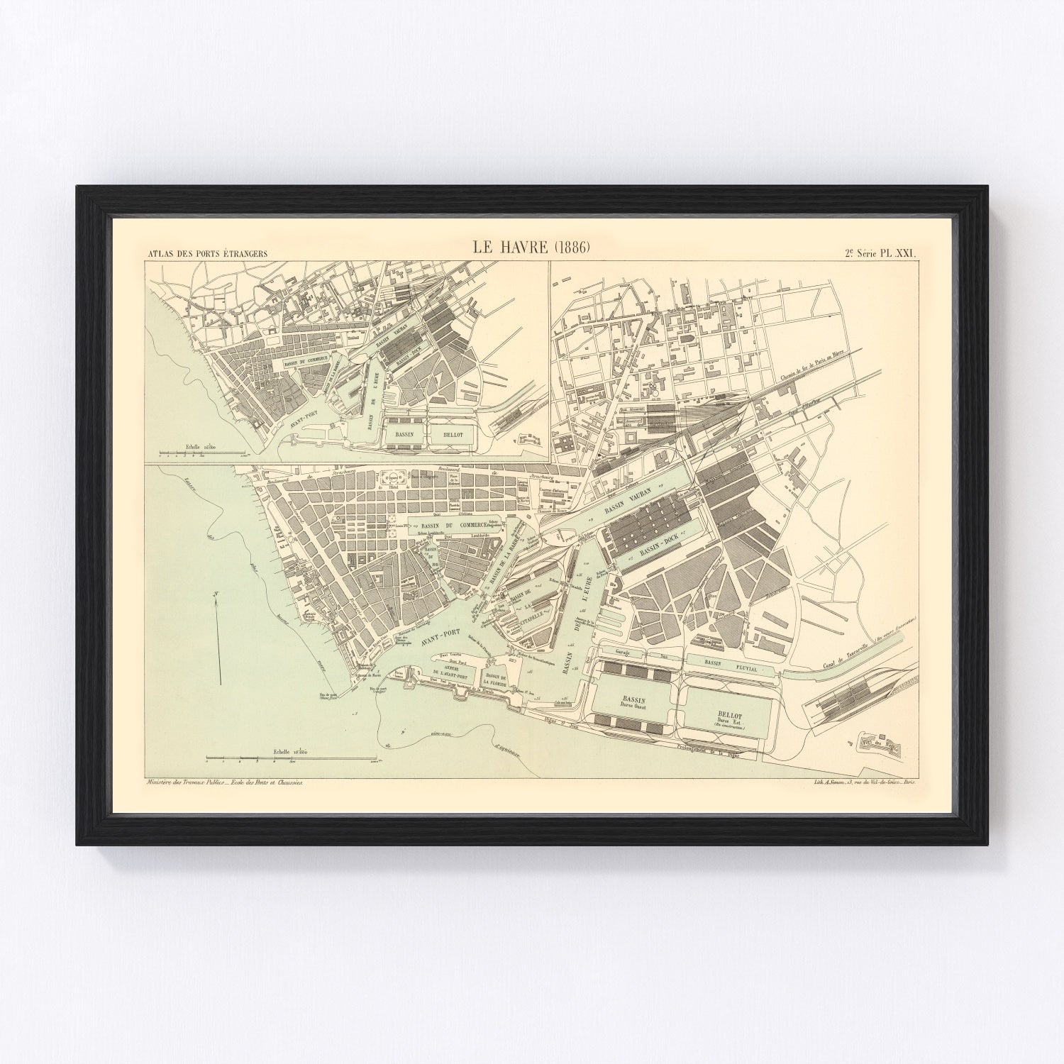 Vintage Map of Le Havre, France 1886