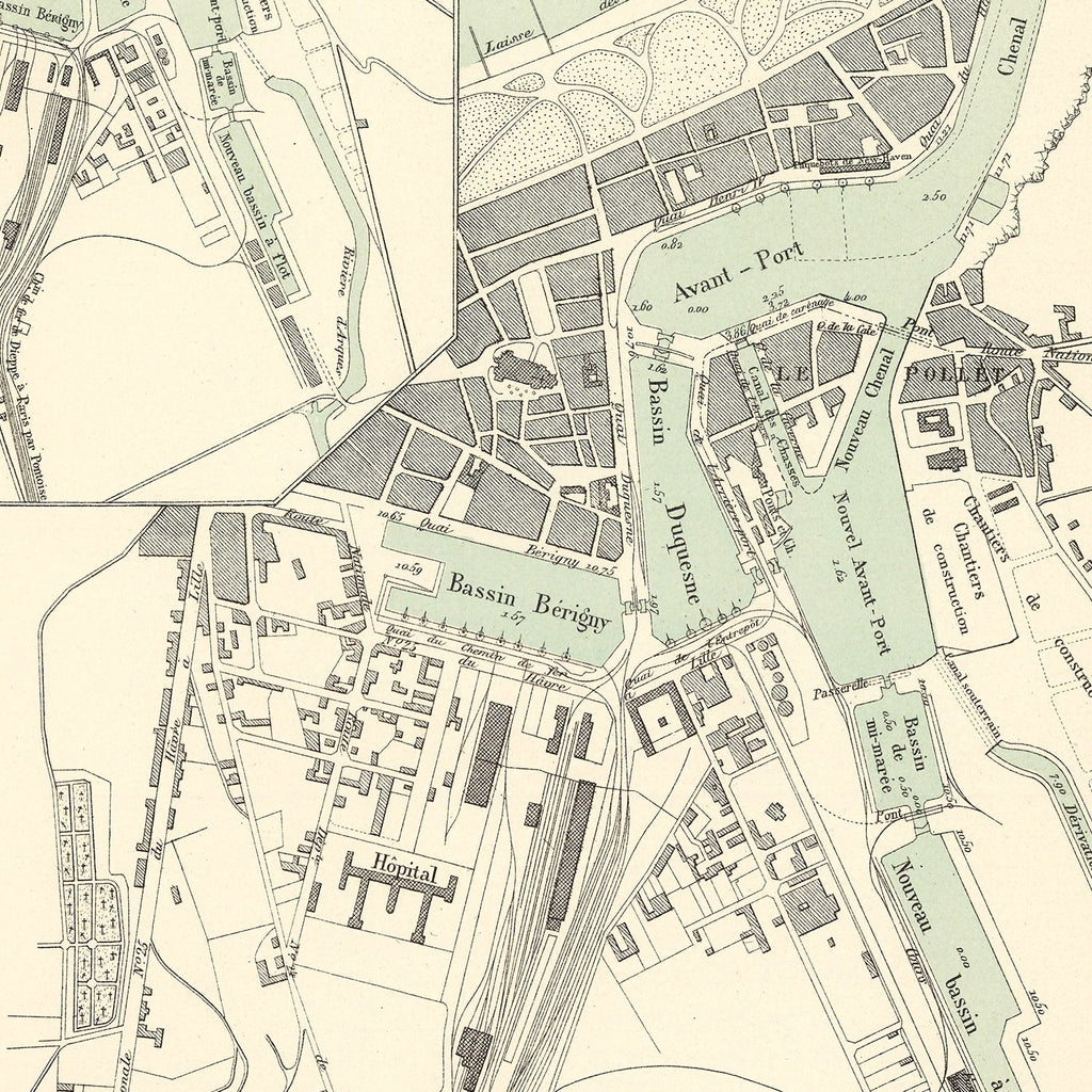 Vintage Map of Dieppe, France 1886