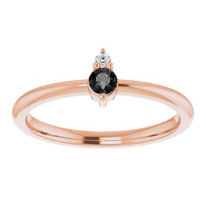 14K Rose Gold Natural Black Onyx & .015 CT Natural Diamond Ring