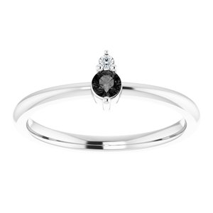Sterling Silver Natural Black Onyx & .015 CT Natural Diamond Ring