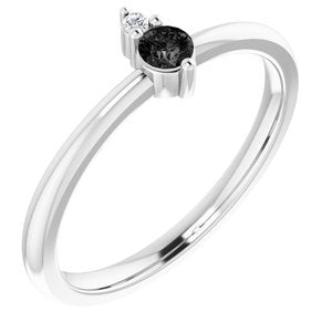 Platinum Natural Black Onyx & .015 CT Natural Diamond Ring
