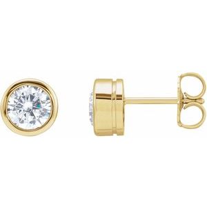 14K Yellow Gold 5.2 mm Round Imitation White Cubic Zirconia Bezel-Set Earrings