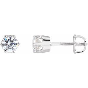 14K White Gold 5 mm Imitation White Cubic Zirconia Stud Earrings