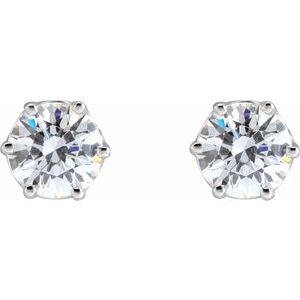 14K White Gold 5 mm Imitation White Cubic Zirconia Stud Earrings – image 2