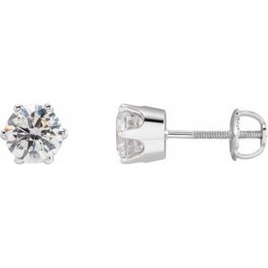 14K White Gold 6 mm Imitation White Cubic Zirconia Stud Earrings