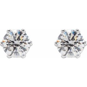 14K White Gold 6.5 mm Imitation White Cubic Zirconia Stud Earrings – image 2