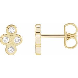 14K Yellow Gold 1/4 CTW Natural Diamond Cluster Earrings