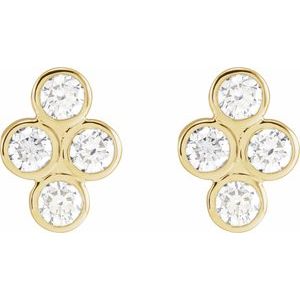 14K Yellow Gold 3/4 CTW Natural Diamond Bezel-Set Cluster Earrings – image 2