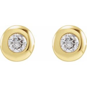 14K Yellow Gold 5/8 CTW Natural Diamond Domed Bezel-Set Solitaire Earrings – image 2