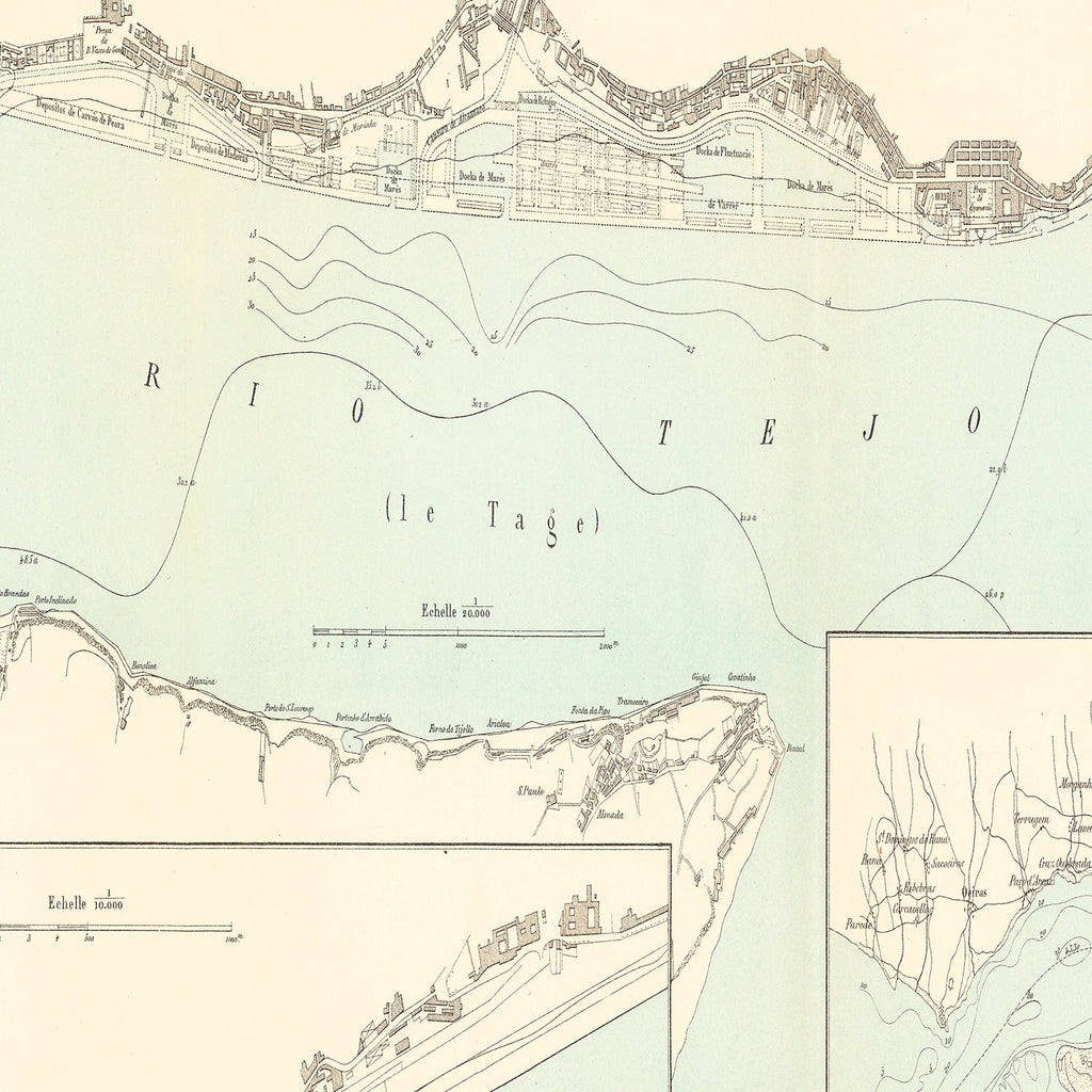 Vintage Map of Lisbon, Portugal 1884