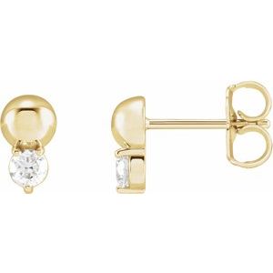 14K Yellow Gold 1/5 CTW Natural Diamond Bead Earrings