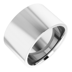 18K White 12 mm Lightweight Comfort-Fit Flat Band Size 8