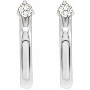 Sterling Silver .06 CTW Natural Diamond Hoop Earring – image 2