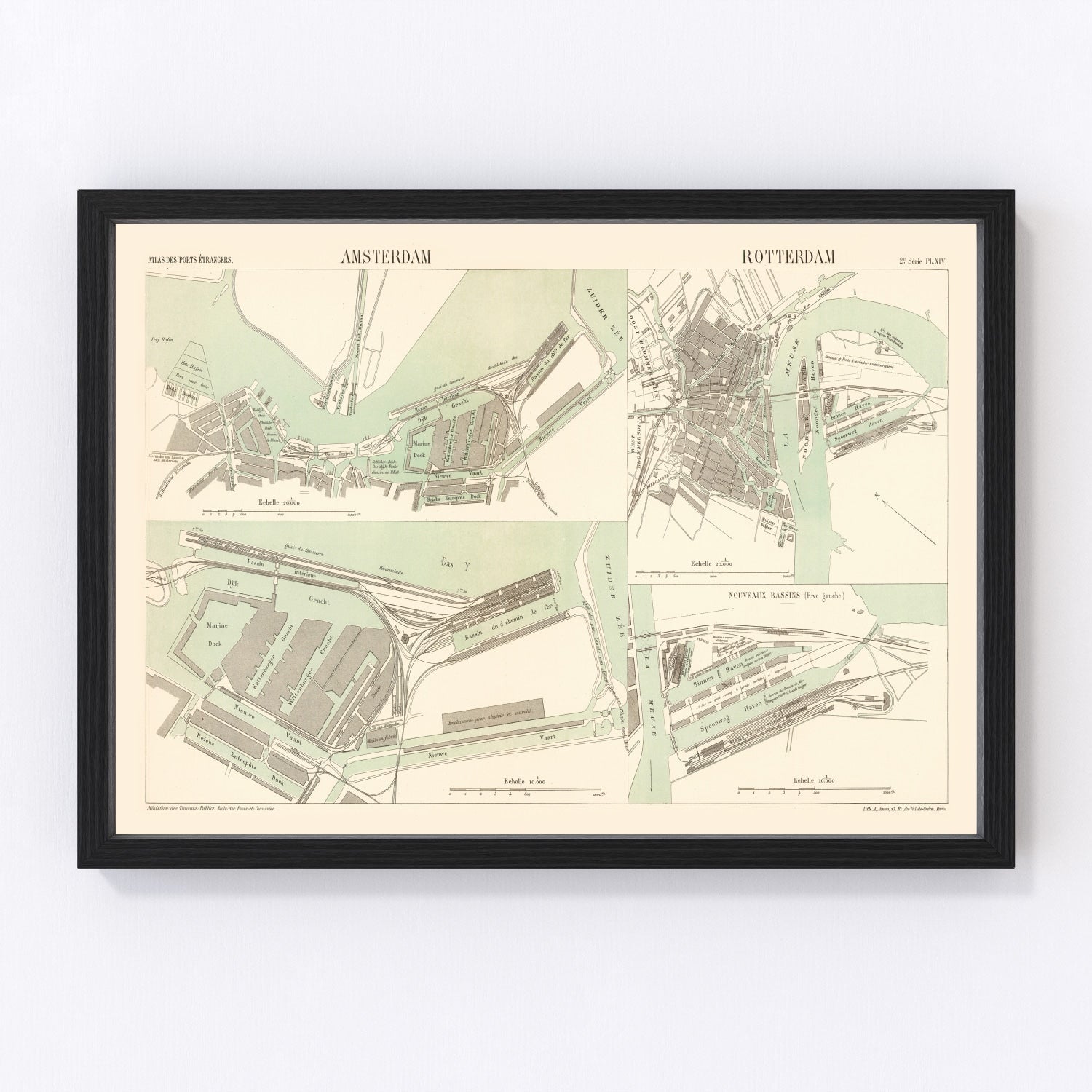 Vintage Map of Amsterdam, Netherlands 1886