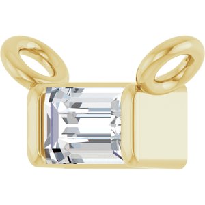 14K Yellow Gold .08 CT Lab Grown Diamond Baguette Necklace Center